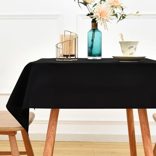 NEWISHER Black Square Tablecloth 42x42 inch, Heavy Duty Polyester Fabric Table Cloth, Reusable Washable Solid Table Cover for Dining, Kitchen, Party, Wedding, Indoor Outdoor Tabletop Decoration