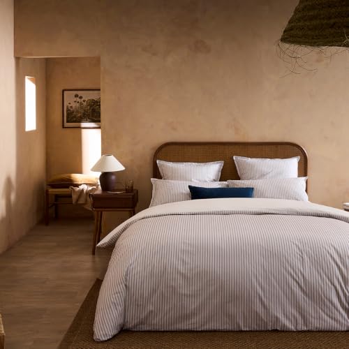ESSIX - Printed Cotton Percale Duvet Cover, Weave - 260 x 240 cm - Light Beige - Cotton Percale - 80 Thread Count/cm² - Easy Care