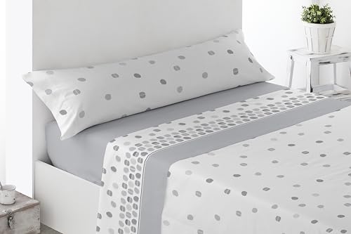 Miracle Home. Villar 3-Piece Bedding Set, Fitted Sheet, Flat Sheet and Pillowcase, Anti-Peeling, 50% Cotton, 50% Brushed Microfibre, Grey, 90 x 200 cm