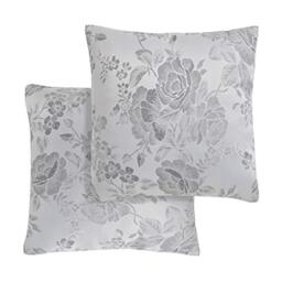 Emma Barclay Grace – Floral Jacquard Cushion Cover in Silver - 17x17 (43x43cm)