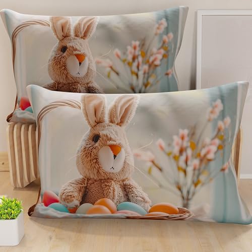 PETTI Artigiani Italiani - Set of 2 Easter Cushion Covers 50x80 cm in Microfibre, Easter Decorative Cushions for Bedroom, Sofa and Living Room, 2 Decorative Pillow Covers, 100% Made in Italy
