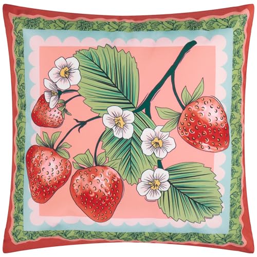 furn. Anemone Strawberries Printed Outdoor Cushion Cover – Durable, Water-Resistant & Reversible for Year-Round Use (Cover Only, 45x45cm)