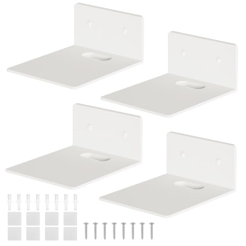 Woobroo 4PCS Small Floating Shelf for Wall, Metal Floating Shelves for Living Room, Bedroom, Bathroom, Office