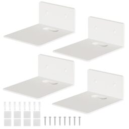 Woobroo 4PCS Small Floating Shelf for Wall, Metal Floating Shelves for Living Room, Bedroom, Bathroom, Office