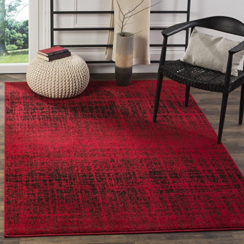 Safavieh Contemporary Rug for Living Room, Dining Room, Bedroom - Adirondack Collection, Short Pile, in Red and Black, 120 X 180 CM