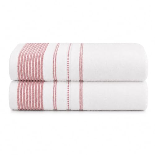 Rapport Home Dakota Stripe Bath Sheet Blush
