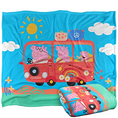 "Peppa Pig Kids Silky Touch Blanket, 152 x 127 cm Road Trip with The Family, 50"" x 60"""