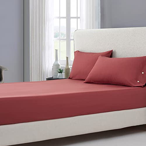 "mixinni Luxury Solid Coral Fitted Sheet Ultra Soft Long Staple Natural Cotton Bed Sheet Set 15"" Deep Pocket King Size-1 Fitted Sheet"