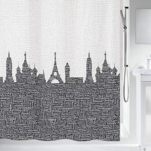 Spirella Urban Textile Shower Curtain 240 x 180 cm Black