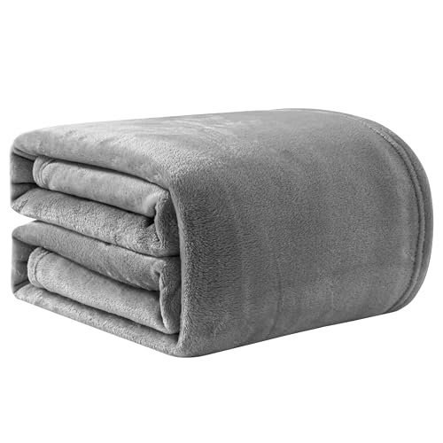 Good Nite Fleece Blanket Fluffy Throw Blankets Flannel Warm Soft Throw For Sofa Couch Bedspread Machine Washable (Grey, King)