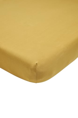 Meyco Home Basic Jersey Plain Fitted Sheet for 1 Person (Flat Sheet with Soft Jersey Quality, 100% Cotton, thanks to All-Round Elastic, Dimensions: 120 x 200 cm), Honey Gold
