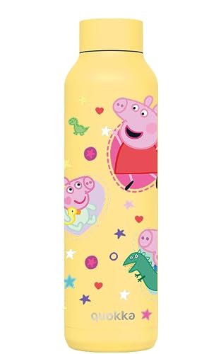 Quokka Solid Peppa Pig Light Yellow Insulated Stainless Steel Water Bottle 630 ml ??? Double-Wall Vacuum, 12 h Hot and 18 h Cold, Wide Mouth, Leak-Proof Lid, Gift Idea