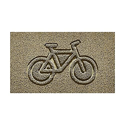 Nicoman Embossed Spaghetti Door Mat Dirt-Trapper Jet-Washable Doormat 70x43cm (Beige, BIKE Shape) - Use Indoor or Sheltered Outdoor