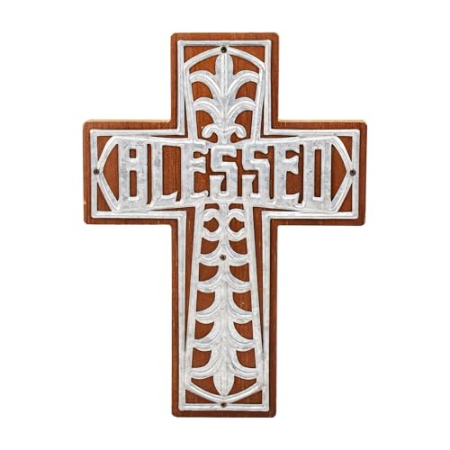 Wall Wooden Cross Christians Spiritual Religious Gifts With Hook on Hanging Wall Or Table With Blessed For Church Home Room Decoration For Christmas (Iron Blessed)