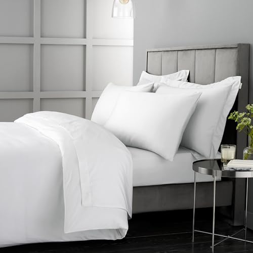 Bianca 400 Thread Count Cotton Sateen Emperor Duvet Cover Set with Pillowcases White