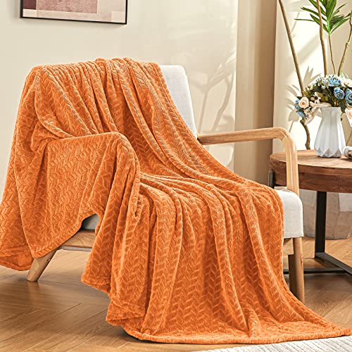 inhand Fall Throw Blanket, Super Soft Fuzzy Blanket for Couch Sofa Bed Office, Cozy Plush Fleece Blanket Throw Size, Washable Lightweight Flannel Blankets Throw for All Season(50???x60???,Rust)