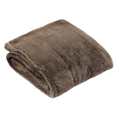 Paoletti Empress Faux Fur Throw – Soft Elegant Heavyweight Minimalist Décor Blanket for Bed or Sofa (Taupe - 130x180cm)