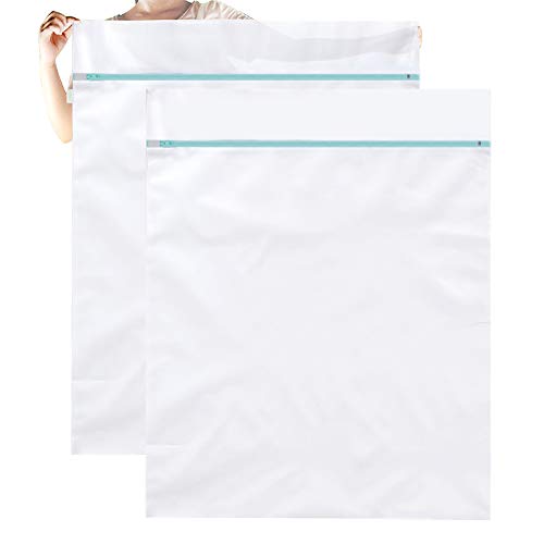OTraki 2 Pack Large Washing Bags 43 x 35 inch Mesh Laundry Bag Zippered Big Net Bag for Wash Blanket Sweater Coat Bedding Sheet Heavy Duty Jumbo Wash Bag for Home Apartment Laundromat Dorm