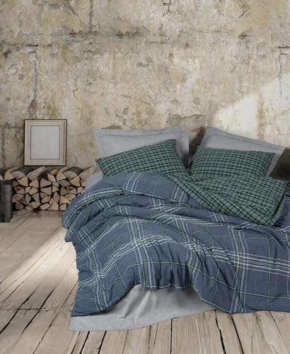 Nuit Des Rêves Single Quilt Cover Set (135 x 200 cm), Blue, 50% Cotton/50% Polyester, Machine Washable at 40°C, 145 Thread Count - Includes 1 Pillowcase with Button Closure