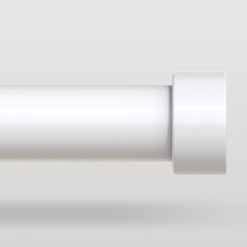 "VOIIY Curtain Rods for Windows 72 to 144 Inch(6-12 Feet),1"" Diameter White Rods with Modern Style End Cap Finials,Size:36-144 Inch"