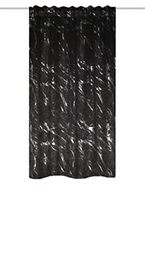 HOME WOHNIDEEN Force Silver Printed Marble Blackout Curtain - Combination Band - Size: (175 x 140 cm) 85153
