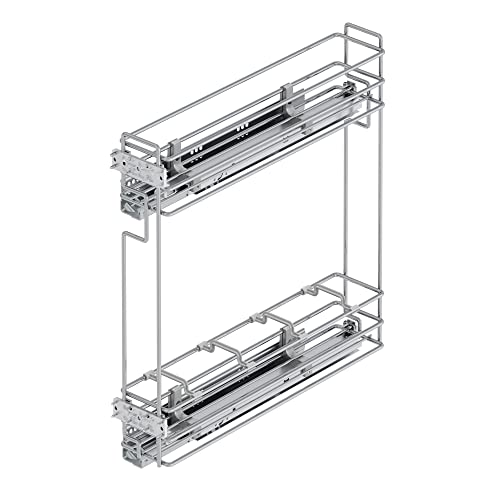 Emuca - Pull-Out Bottle Rack, Sliding Bottle Rack for Kitchen Cabinet, Soft Close, 150 (5,9 inch), Chrome Plated, Steel