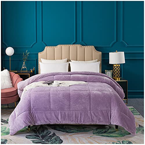 KASENTEX Super Ultra Soft Luxury Plush Sherpa Comforter, Cozy Reversible Faux Fur Machine Washable Bedding, Purple, Twin/Twin XL Size