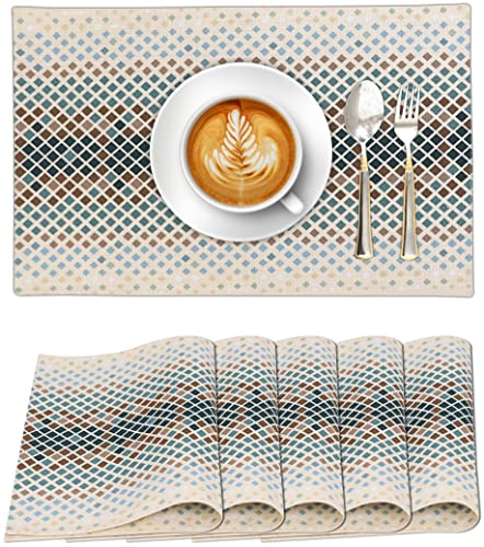 Ruvanti Placemats - 100% Cotton, 13x19 Inch, Set of 6 Modern Place Mats for Dining Table Decor, Kitchen & Table Linens, Coffee Mat for Christmas Dinners - Faded
