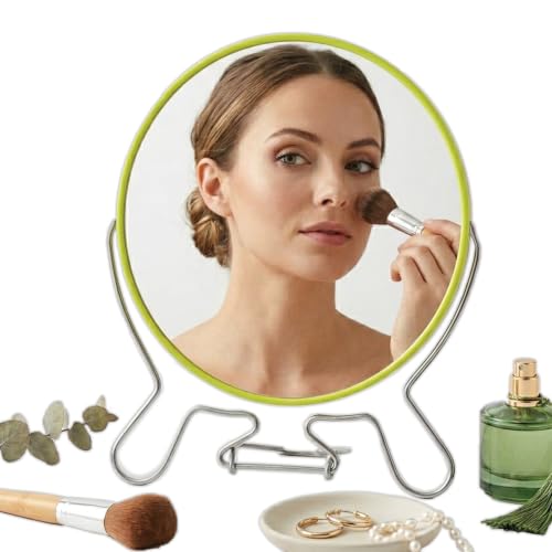 Premier Housewares 1607032 Lime Green Large Shaving Mirror Vibrant Design, 2x Magnification, Durable Metal with Swivel Function, Minimalist Stand 18 x 22 x 10