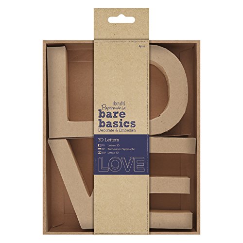 Papermania docrafts 3D Letters Box of 4 - Love, Brown, 2.16 x 17.89 x 25.51 cm