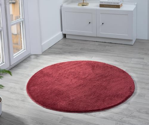 Rugs by Desire Comfy Washable Modern Living Room Rug Polyester Plain Indoor Area Rug with Low Pile - Anti-Slip Felt Backing SuperSoft Carpet Bedroom-Hallway, Red, 100xCRL cm