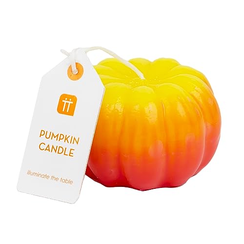 Pumpkin Shaped Candle - Halloween Table Decorations - Also Ideal as Thanksgiving Gift, Everyday Autumnal Gourd Home Décor Made from Paraffin Wax - Size: 10cm - Burn time 10 Hours - Unscented -
