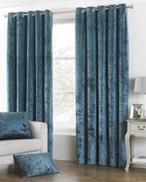 "Riva Paoletti Verona Ringtop Eyelet Curtains (Pair) - Teal Blue - Velvet Feel - Crushed Velvet Look 100% Polyester - 229cm width x 183cm drop (90"" x 72"" inches) - Designed in the UK"