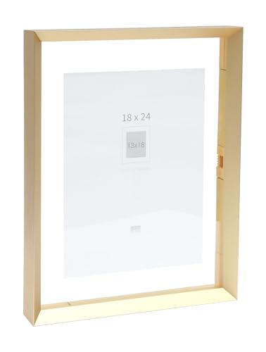 Deknudt Frames - Photo frame - between two glasses - gold rim - aluminium - for size up to 18x24 cm - S028A1 - to stand or hang
