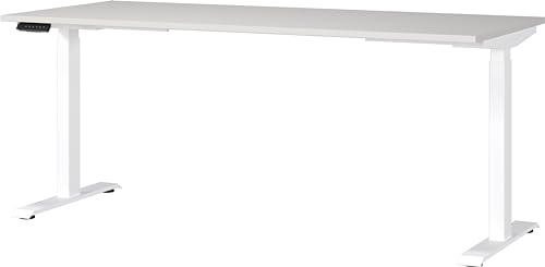 Germania Desk 7909-642, in light grey/white, el. height-adjustable, 180 x 120 x 80 cm (WxHxD)