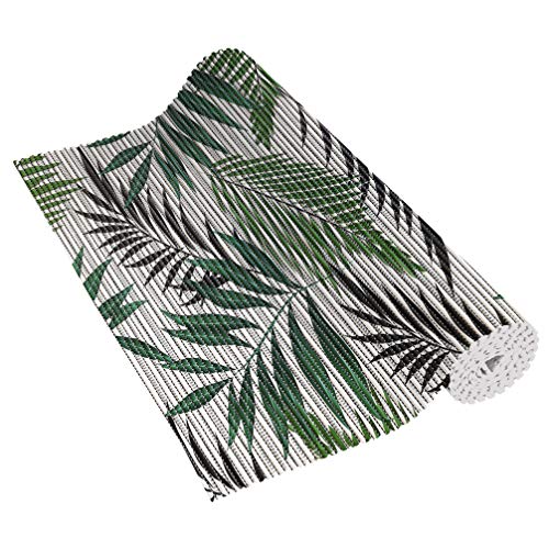 Venilia Venisoft 56806 Soft Foam Mat, Plain Tropical Leaves, Non-Slip Flooring, Shower Mat, Bath Mat, Non-Slip Mat, PVC Polyester, 65 x 200 cm