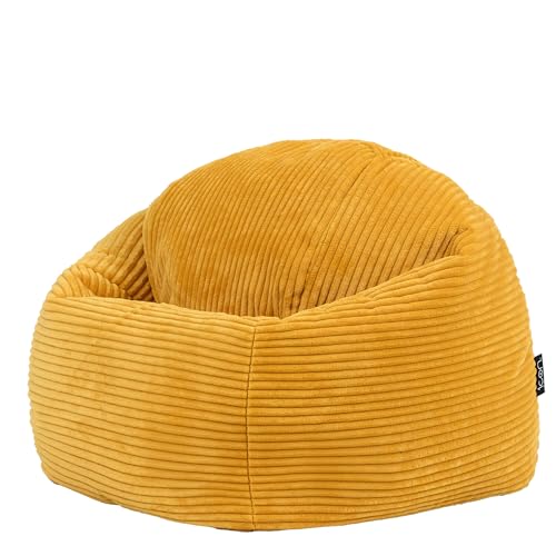 icon Kingston Kids Bean Bag, Corduroy, Yellow, Kids Bean Bag Chair with Filling Included for Girls and Boys, Childrens Chair, Beanbags for Children, Playroom Décor, Bedroom Accessories