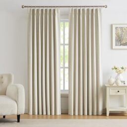 "Kayne Studio Blended Linen Pinch Pleat Blackout Curtains 84 inch Long for Living Room Bedroom,Thermal Insulated Window Treatments Pleated Drapes for Track with 9 Hooks,40""x84"",Dark Linen,1 Panel"