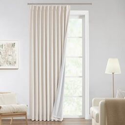 "Vision Home Natural Pinch Pleated Full Blackout Curtains Linen Blended Room Darkening Window Curtains 120 inch for Living Room Bedroom Thermal Insulated Pinch Pleat Drapes with Hooks 60"" Wx120 Lx1"