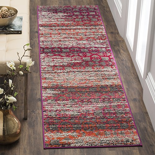 Safavieh Boho Chic Indoor Woven Runner Area Rug, Monaco Collection, MNC217, in Grey / Multi, 66 X 244 cm for Living Room, Bedroom or Any Indoor Space