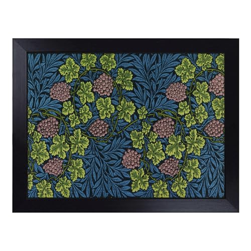 Lap Tray with Bean Bag Cushion, Vine Pattern Print By William Morris - Handmade in the UK, Raised Wooden Edge, Padded Cushion, Heat-Resistant Wipe-Clean Surface, for Meals, Laptops and Crafts