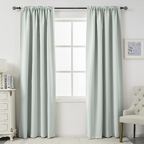 DUALIFE Greyish White Curtains 72 Inch Length Room Darkening Window Curtain Drapes for Bedroom Thermal Insulated Curtains for Living Room Rod Pocket 54 x 72 Inches Long Set of 2 Panels