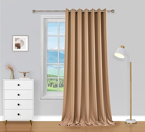 PI Blackout Door Curtains Extra Long,Grommet Privacy Room Divider Sliding Door Curtains Thermal Insulated Window Treatment for Living Room/Bedroom/French Door/GLASSDOOR(Cappuccino, W100XL120)