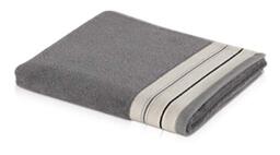 Möve Bohème Double face with striped border Towel 50 x 100 cm, Towel - Made in Germany, 85% cotton 15% linen, Grey/Nature