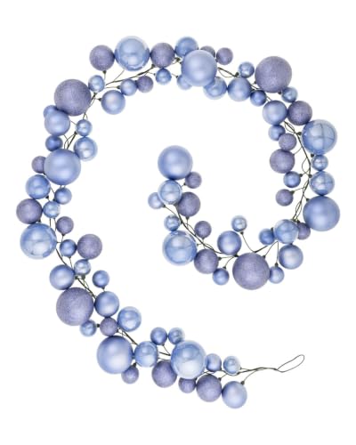 WeRChristmas Ice Blue Bauble Garland 9ft, Christmas Bauble Garland, Ice Blue Christmas Garland, Christmas Tree Garland with 84 Baubles