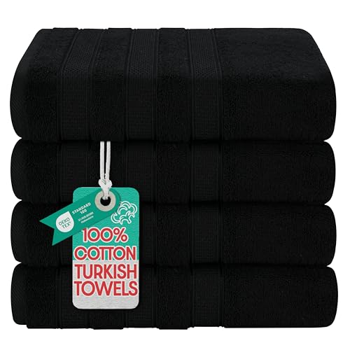 American Soft Linen Salem 100% Cotton Turkish 4 Piece Bath Towels for Bathroom, 600 GSM Soft Absorbent Quick Dry Bath Towel Set, Black