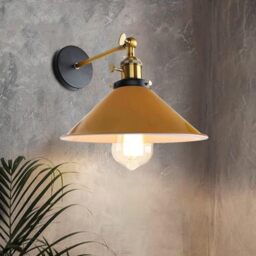 LEDSone Industrial Metal Wall Sconce Yellow Antique 180 Degree Adjustable Industrial Wall Light for Restaurants Galleries Aisle Kitchen Room Doorway Living Room