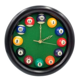 Yuanhe Billiards Pool Ball Clock - 11 Inch Round Pool Table Cool Wall Clock with Wood Frame, Great for Billiards Room, Game Room