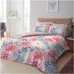 GC GAVENO CAVAILIA Floral Duvet Cover King Size Bed Set, Reversible Flower Bedding Sets, Botanical Quilt Cover King (230x220 cm), Blush Pink