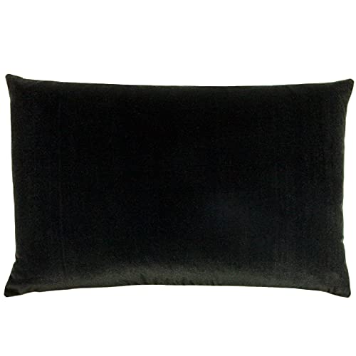 furn. Contra Cushion Cover – Luxuriously Soft Velvet Case With Plain Reverse (Black – 40x60cm)
